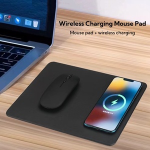 Custom Wireless Charging <b>Mouse</b> Pad 2 in 1 PU Leather Multifunctional Stitched Mousepad Waterproof Desk Pad with Wireless Charger - Product Image 3