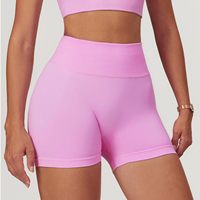 Shorts de yoga taille haute pour femme avec logo personnalisé, compression, effet push-up, sans coutures, pour l'entraînement, tenue athlétique unie