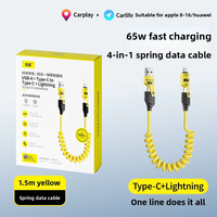 Cable de Datos en Oferta, 65W+27W, Telescópico, 4 en 1, para Teléfono Móvil y Tableta, Cable de Carga y Transferencia de Datos