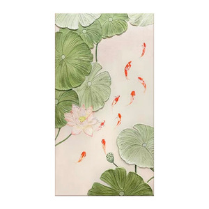 Hand Painted Oil Painting Lotus And Koi Fish <b>Art</b> Wall Decor For Entrance Hallway Hanging Canvas Artwork Thick Texture Abstract - Product Image 5