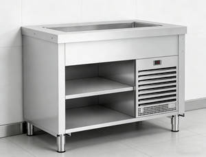 Comptoir <span class=keywords><strong>de</strong></span> préparation réfrigéré à montage supérieur GN Hollow - Product Image 1