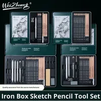 Coffret de crayons à dessin en boîte métallique pour étudiants en art et débutants – Fournitures de dessin pour l'école et le bureau