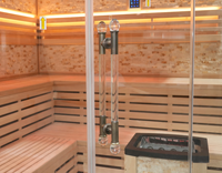 Ruang Sauna Tradisional Dalam Ruangan dengan Lampu LED Mewah, Ruang Sauna Uap Finlandia