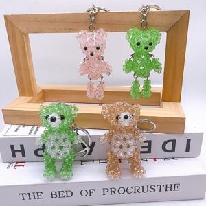Customize Accepted Cartoon Kids Birthday Gifts Clear Acrylic Beads Handmade <b>Cute</b> Car Keyring Bag Accessories Punk <b>Bear</b> Keychain - Product Image 2