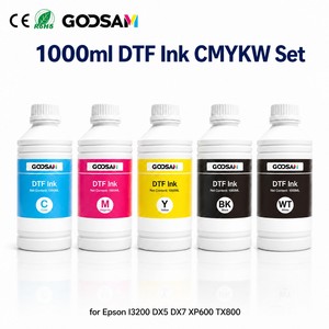 หมึกพิมพ์ DTF พรีเมียมแบบเข้มข้นพิเศษ 1000 มล. ชุด CMYKW หมึกพิมพ์แบบถ่ายโอนความร้อนลงบนฟิล์ม สำหรับเครื่องพิมพ์ XP600 I3200 สำหรับงานพิมพ์สิ่งทอ - Product Image 1