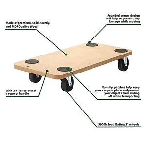 Chariot en bois MDF, Rectangle, chariot en bois, plateforme, chariot, meubles, chariot, chariot - Product Image 3