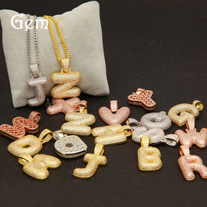 Collar de Hip Hop para Hombre con Colgante de Letra CZ Iced Out, Cadena de Cuerda, Estilo Gótico, con Pavé de Baguette - Product Image 4