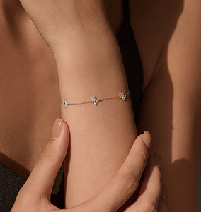 S925 Sterling Silver dainty three flower zircon <b>bracelet</b> delicate silver chain adjustable thin charm <b>bracelet</b> for women - Product Image 4
