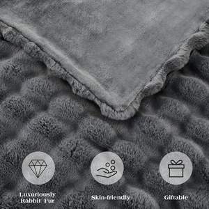 <span class=keywords><strong>Couverture</strong></span> d'hiver super douce en fausse fourrure, <span class=keywords><strong>couverture</strong></span> en poils de lapin tricotés, imitation peluche <span class=keywords><strong>Minky</strong></span>, <span class=keywords><strong>couverture</strong></span> de lapin pour la chaleur - Product Image 4