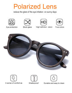 ブランドデザイナーヴィンテージレトロキャットアイサングラス偏光ドライビングハンドメイドラウンドウッドバンブーサングラス男性用女性用 - Product Image 4