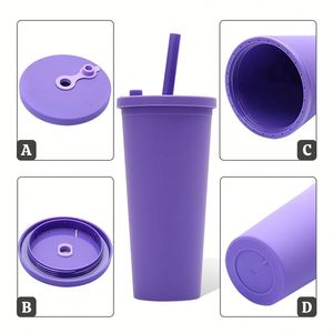 Vaso de Plástico de 12 oz/24 oz con Tapa y Pajita Reutilizable, Libre de BPA, a Prueba de Fugas, Transparente, para Bebidas Frías, con Impresión de Logotipo Personalizado, Aislamiento Térmico - Product Image 3