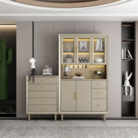 Buffet mural en bois massif de luxe léger, moderne et minimaliste, pour la maison, armoire à vin, armoire à thé, armoire de rangement pour salon