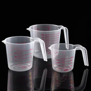 Bpa-vrij 3 Pack Stapelbaar 1 / 2 / 4 Cup Capaciteit Handvat Grip Plastic Maatbeker Meten Set