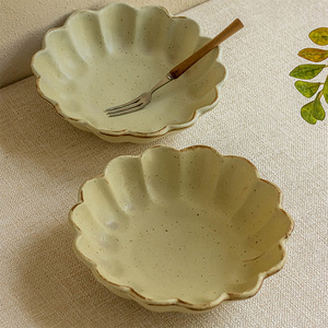 Porselen yemek Nordic plaka Vintage seramik kase Petal şekilli seramik tabak - Product Image 2