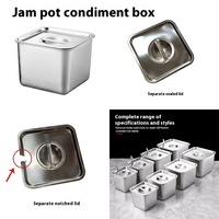 Yolecen kotak bumbu dapur komersial baja tahan karat dengan baskom Jam persegi dan tutup cangkir rasa barel saus untuk makanan