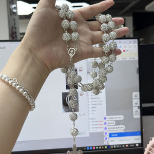 반짝이는 크리스탈 모조 다이아몬드 폴리머 페르시 묵주 목걸이, 십자기도 도매 이슬람 Tasbih - Product Image 1