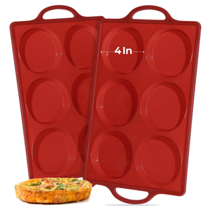 MUYULINS Factory 6-Cup Round LFGB Non-Stick BPA-Free Metal Reinforced Frame Large Silicone <b>Cake</b> Pan Muffin <b>Tin</b> Baking Mold - Product Image 1