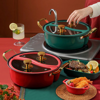 Ensemble de casseroles en acier inoxydable pour cuisine, avec double couvercle en verre, pot à ragoût Mandarin Duck, compatible induction, passe au lave-vaisselle, design moderne
