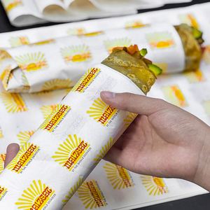 Custom Disposable Eco-Friendly Recyclable Greaseproof PE Coated Burrito Wrapper Mexican Tortilla Breakfast Taco Snack Pizza - Product Image 6