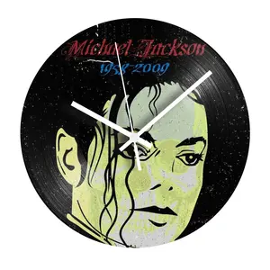 Su misura adesivo In Vinile Orologio Da Parete Bar Michael Jackson Musica Record Orologio