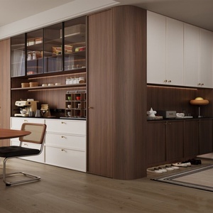 Özel Yapım Tüm Ev Gardırobu Açık Tip Entegre Dolap OSB Kavisli Büfe Kitaplık Minimalist Tasarım - Product Image 5