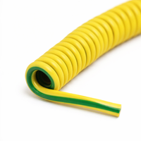 Câble spiralé vert-jaune 0,5/0,75/1 mm² avec pince de mise à la terre, câble enroulé 1 conducteur avec cosses, câble de terre en spirale