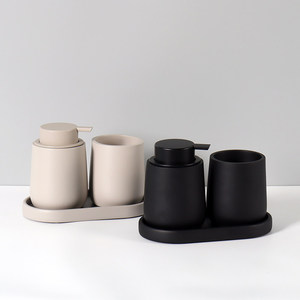Set di 3 <span class=keywords><strong>Accessori</strong></span> per Bagno in Resina Stile Nordico Europeo, Dispenser Sapone, Portaspazzolino, Vassoio, Facile da Pulire - Product Image 6