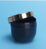 Pot cosmétique vide de luxe personnalisé en plastique PP noir mat recyclable de 500 ml avec couvercle doré à vis pour soins de la peau et des yeux