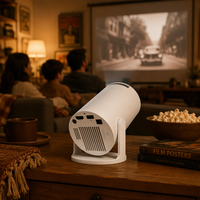 Mini projecteur HY300Pro+ Android 14 720P compatible 4K 170 ANSI Lumens, projecteur LED portable à courte focale pour cinéma maison intelligent