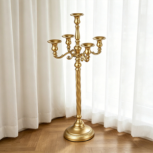 Chandelier en métal doré de style européen, artisanat métallique, décoration de mariage personnalisée, ornement pour scène de banquet, décoration de luxe pour la maison - Product Image 5