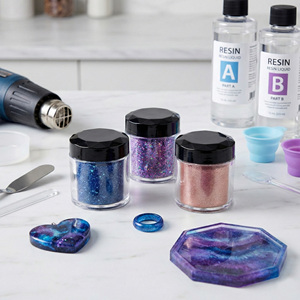 LEQU Happy And Fun Handmade Resin Craft Pigment Powder Set with <b>Blue</b> Purple Pink <b>Glitter</b> for DIY Jewelry and Decorations - Product Image 1