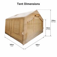 Tente familiale gonflable pour le camping en voiture 12.96 ㎡   Tente carrée gonflable imperméable 3,6x3,6m en Oxford 420D, séparateur de pièce, aménagement spacieux