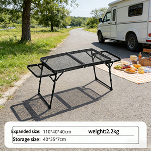 Table de pique-nique d'extérieur résistante aux intempéries avec plateau en aluminium, une table pliante antirouille pour le parc, le jardin et les restaurants - Product Image 1