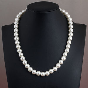 Collier de perles pour <span class=keywords><strong>maman</strong></span> verre imitation perle blanche perle ronde bijoux accessoires collier de chaîne de clavicule - Product Image 5