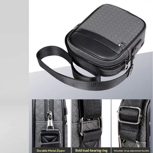 Herren-Reisetasche mit Karomuster, Umhängetasche, trendige Street-Fashion, kleine quadratische Freizeittasche aus PU, atmungsaktiv, wasserdicht, ultraleicht - Product Image 3