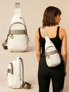 Ladeanschluss Große Kapazität Diebstahlsicherer Verschluss Outdoor Sport Herren Vintage Tragbare Reißverschluss Multifunktions-Schulterriemen Brusttasche - Product Image 5