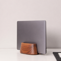 Support vertical pour ordinateur portable en bois, organiseur de bureau, support pour ordinateur portable pour MacBook et ordinateur portable, économiseur d'espace