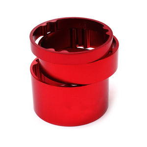 Entretoises de casque en aluminium anodisé rouge en gros-rondelles de fourche de vélo de précision pour réglage de la hauteur du casque de vélo OEM - Product Image 1
