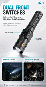 ไฟฉายเลเซอร์สีขาวทรงพลัง WOSEN แบบสวิตช์คู่ ซูมได้ ไฟ LED ด้านข้าง COB แสงแฟลชสีแดงและสีน้ำเงิน หางแม่เหล็ก 6 โหมด ไฟฉายยุทธวิธี - Product Image 5