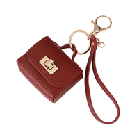 Mini sac à dos porte-clés pour femmes, jolie pochette à monnaie en cuir PU avec porte-clés, sac de maquillage multi-poches, porte-cartes, organiseur de câbles