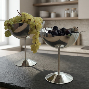 Plat à fruits moderne en acier inoxydable léger sur piétement pour la cuisine, la table à manger, la maison, l'hôtel, le buffet - Product Image 5