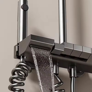 OEM New LED Display Gray Aluminium Rectangle <strong>Shower</strong> <strong>Head</strong> Set Massage Jet Spray Metered Faucets Hotel Apartment Thermostatic - Product Image 5
