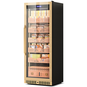 NE-193 gran capacidad 308L pantalla Digital dorada Control de humedad inteligente humidificador de madera de cedro gabinete de cigarros con estantes - Product Image 2