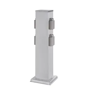 201Stainless Steel Outdoor Power Column For Bbq Ip44 Waterproof Socket Outdoor Outlet With Base And Cover