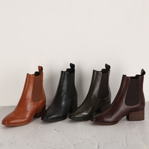 Botas Vaqueras <span class=keywords><strong>de</strong></span> Cuero <span class=keywords><strong>para</strong></span> <span class=keywords><strong>Mujer</strong></span>, Invierno, Punta Redonda, Tacón Grueso, Forro <span class=keywords><strong>de</strong></span> Cuero Genuino, Zapatos <span class=keywords><strong>de</strong></span> <span class=keywords><strong>Tobillo</strong></span> <span class=keywords><strong>para</strong></span> Damas - Product Image 3