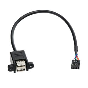 Dual Port Usb Female Connector Extension Cable 9 Pin To Dual Layer With Ear <b>Screw</b> Holes 30cm <b>Copper</b> Wire - Product Image 2