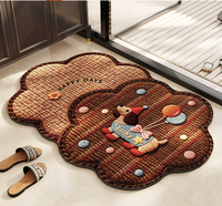Tapis de bain en terre de diatomée douce, séchage rapide, 2 pièces, imprimé floral, antidérapant