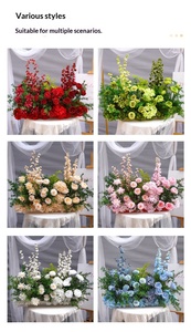 Camino de Flores Artificiales de Rosas <span class=keywords><strong>Austin</strong></span> Blancas Personalizado, Arreglo Floral de 100 cm para Pasillo, Escenario <span class=keywords><strong>en</strong></span> Forma de T y Decoración de Eventos - Product Image 6