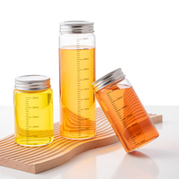 Bouteille shaker en verre borosilicate de 300 ml avec couvercle anti-fuite en acier inoxydable, bouteille à boire en verre transparent réutilisable