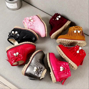 Bottes pour enfants, chaussures pour filles et garçons, bottes en cuir PU pour bébés, chaussures tendance pour tout-petits, bottes d'hiver chaudes pour la neige - Product Image 4